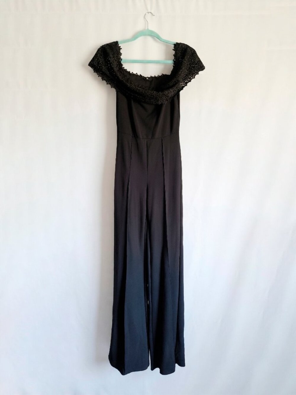Valentine Black Off-the-Shoulder Lace Jumpsuit